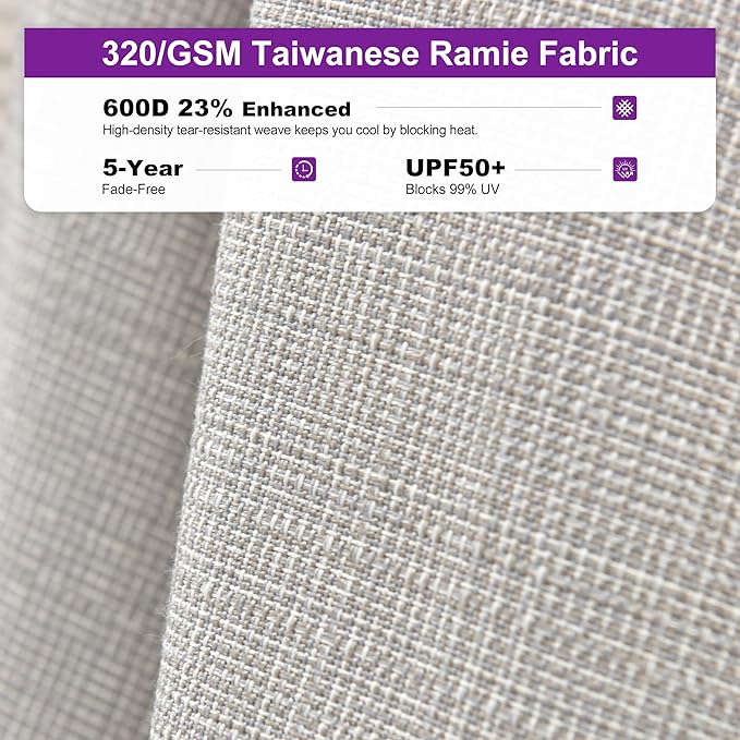 PURPLE LEAF 10 X 10 FT Semi-Auto Outdoor Patio Umbrella Market Table Sun Umbrellas with 8 Aluminum Sturdy Ribs for Backyard Deck Garden Pool (Silver Pole Beige Canopy)