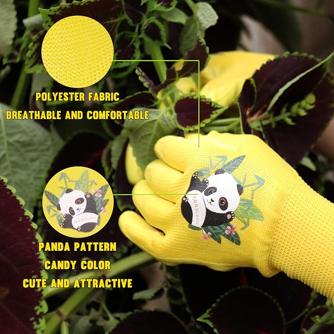 HANDLANDY 2 Pairs Kids Gardening Gloves, Grippy Kids Work Gloves, XL | Nitrile Coated Children Toddler Garden Yard Work Cycling Outdoor Playing Gloves for Girls Boys