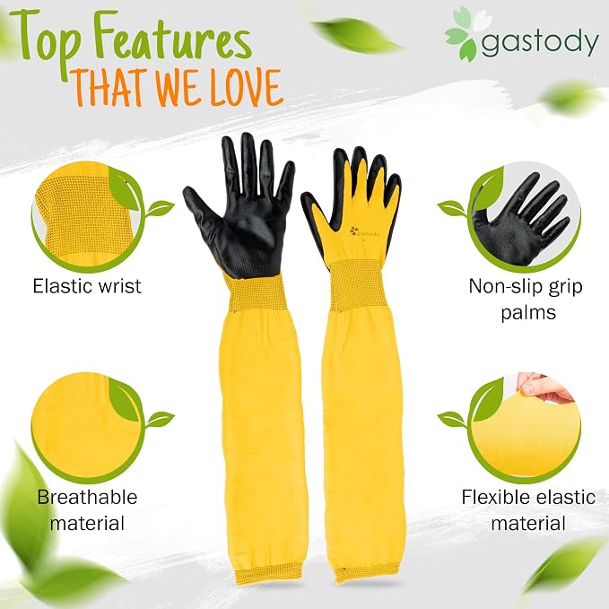 Long Sleeve Gardening Gloves for Women & Men, Long Cuff Garden Gloves | Multipurpose heavy-duty design for outdoor & indoor use; extended cuff shields forearms from thorns, scratches & dirt