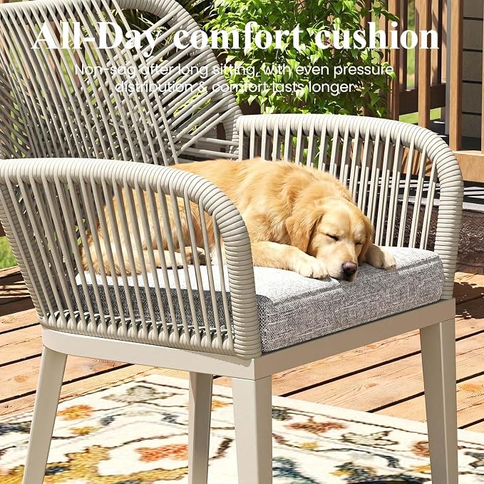 LayinSun Outdoor Dining Set for 12, 13 Pieces Patio Furniture Sets with Aluminum Dining Table and Rope Weave Chairs