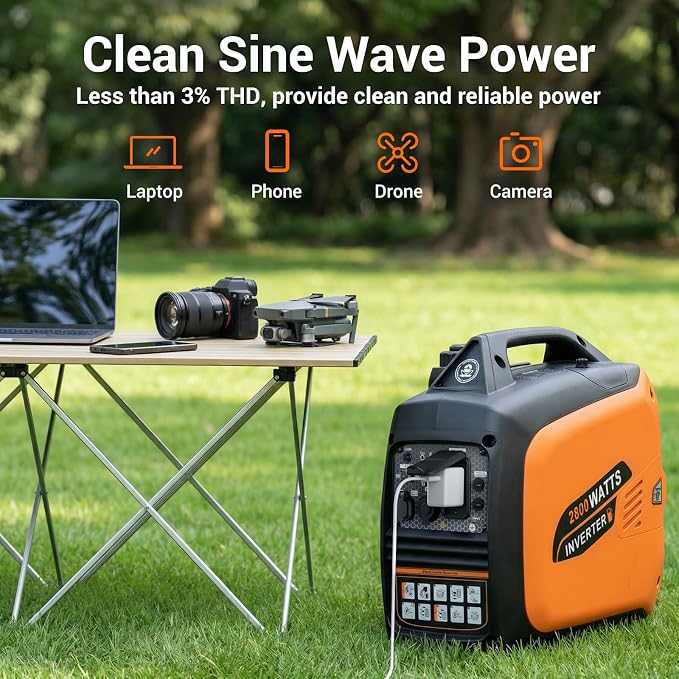 Oxseryn 2800-Watts Portable Inverter Generator, Gas Generators for Home Use, Camping, Super Quiet Emergency Home Backup, with Fuel Shut Off, 1.1Gal Fuel Tank, 39Lbs, EPA Compliant