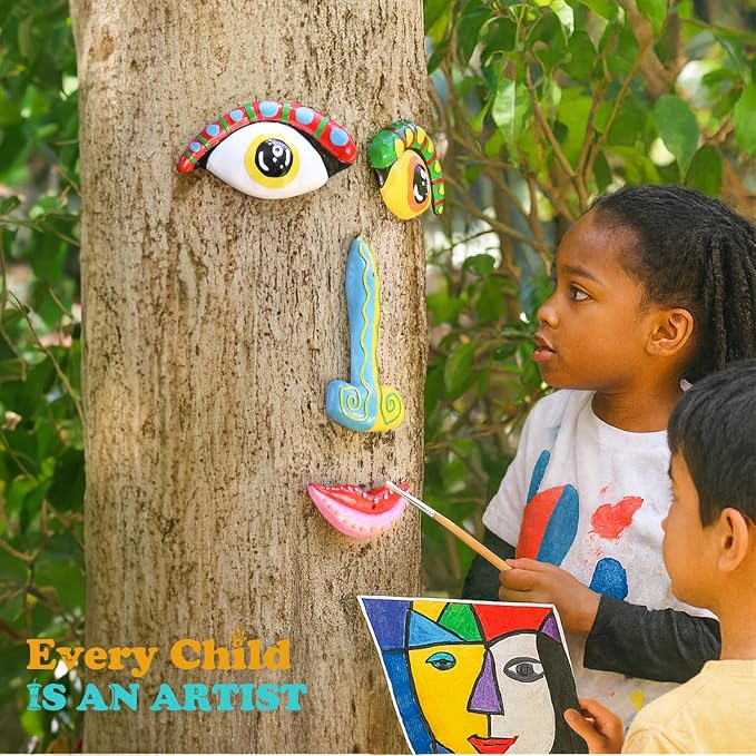 Tree Face Decor Outdoor, Cute Tree Faces Colorful Funny Outdoor Tree Faces Decor Creative Faces for Trees Garden Yard Tree Art Unique