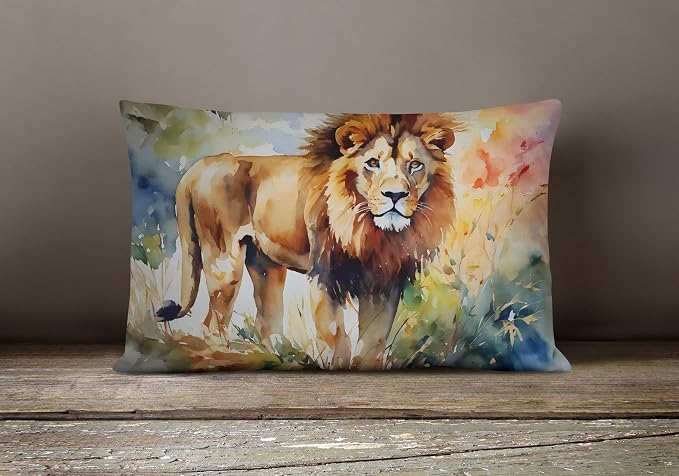 Caroline's Treasures DAC2953PW1216 Lion Throw Pillow Machine Washable, Indoor Outdoor Decorative Pillow for Couch, Bed or Patio, 12HX16W