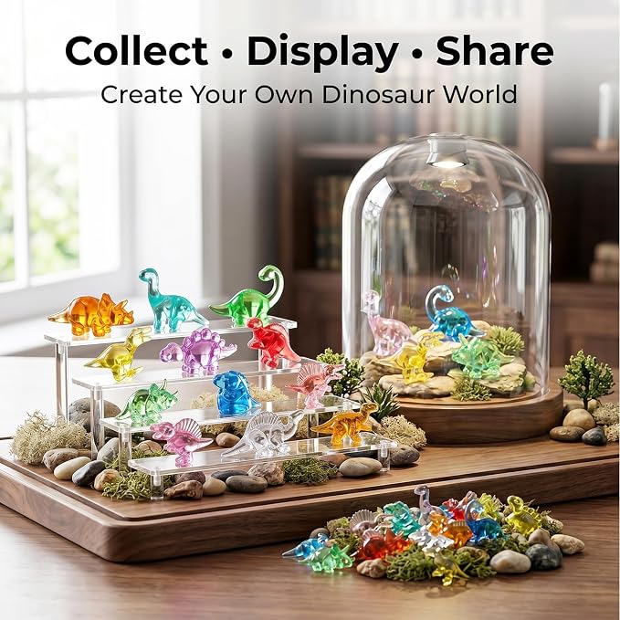 Mini Dinosaur Figurines, Resin Mini Animals Bulk, Tiny Dinosaur Statues for Desk Decor, Party Favors, Collectible Decorations & Treasure Hunt Games (60pcs)
