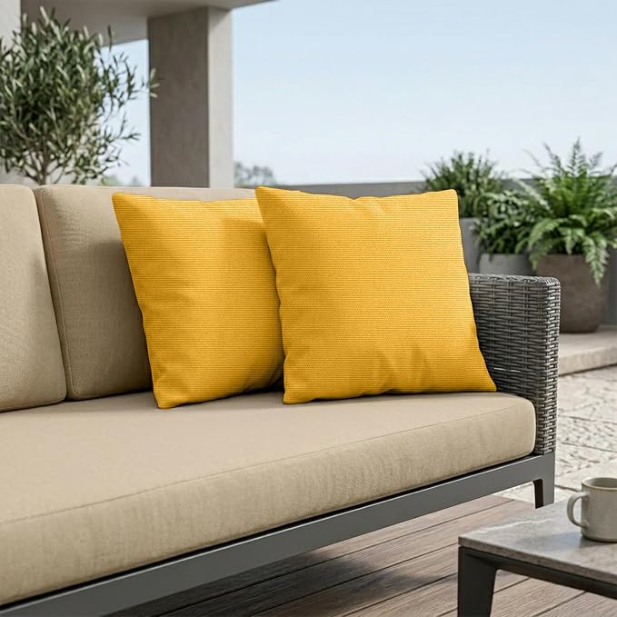 Covers & All Sunbrella Throw Pillows Set of 2, 18 x 18 Inch Square Outdoor & Indoor Cushions with Insert, Fade & UV Resistant Fabric (Canvas Sunflower)