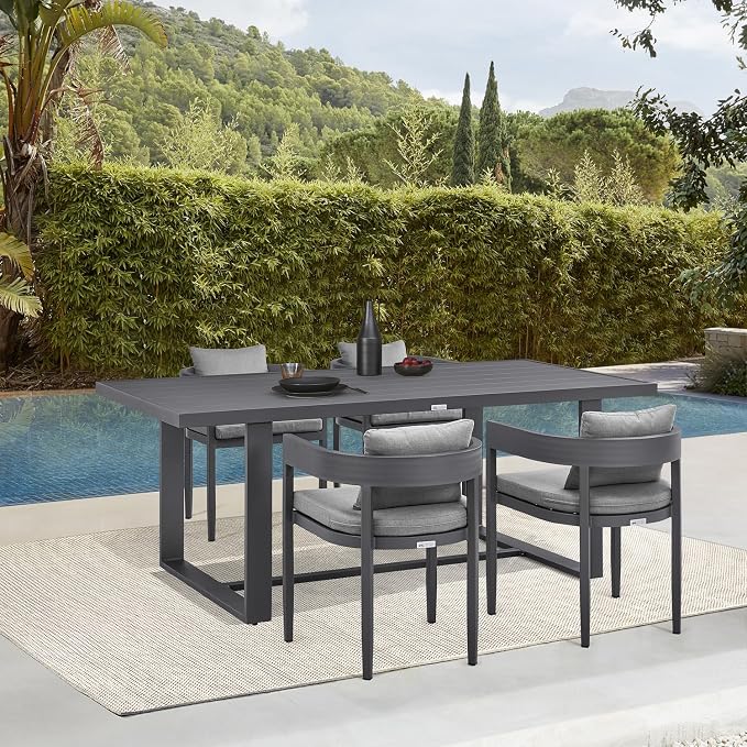ARMEN LIVING SETODME5BLGRY Menorca Outdoor Patio 5-Piece Dining Table Set in Aluminum Cushions, Dark Grey