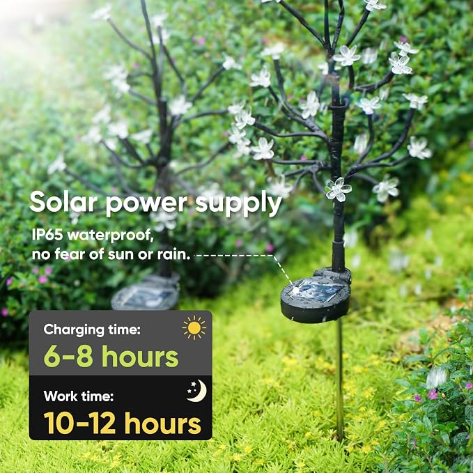 6 Pack Solar Garden Lights Outdoor, Solar Lights Outdoor Flowers | 2Modes 120LED Garden Decor, Waterproof Solar Powered Fairy Garden Outdoor Decorations for Yard Patio Pathway, Gardening Gifts
