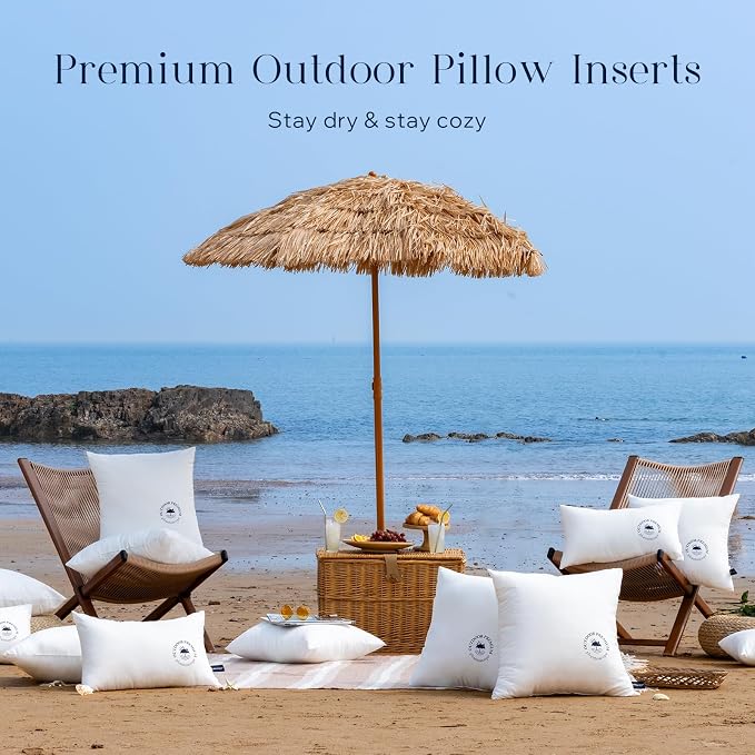 Phantoscope 18x18 Outdoor Pillow Inserts, Waterproof Outdoor Pillows, Water Resistant Throw Pillows with Logo Design, Square Form Couch Sham Cushion for Patio and Porch Furniture, 4-Pack
