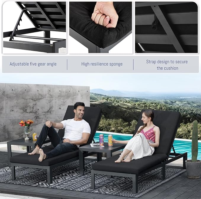 BULEXYARD 7 Seat Large Aluminum Patio Conversation Set with Lounge & Fire Pit Table, 29" Deep Wide Seat, High End Modular Sectional Seating, 500 lbs Heavy Duty Anti-Rust Outdoor Sofa for Pool, Black