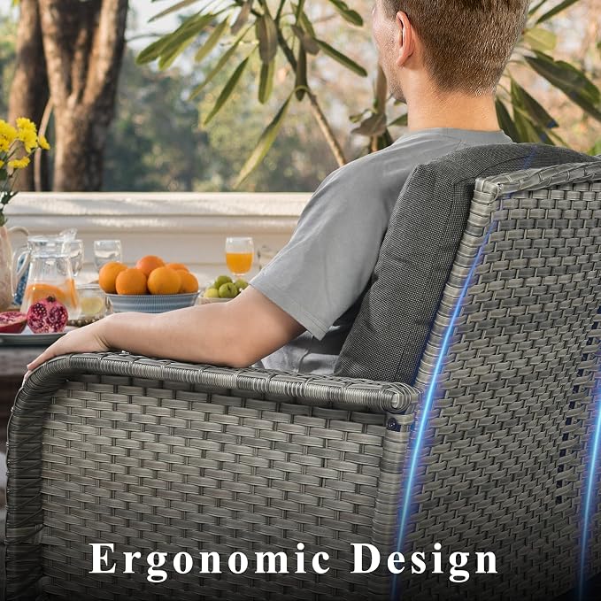 CAODOC 2 Pack Wicker Patio Furniture Chairs,Outdoor Rattan Chairs with Armrest Support 250 lb