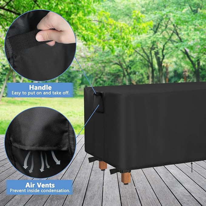 Outdoor Bench Cover, 40inch Waterproof Wooden Bench Cover Rectangle for Patio Teak Bench Farmhouse, Black-40"L x 12" W x 19" H