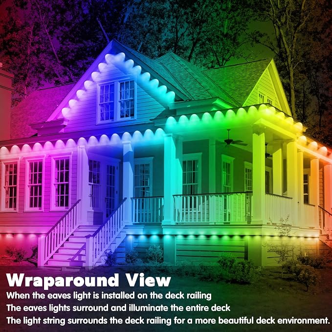 FBZ 300FT Permanent Outdoor RGB Lights - IP67 Waterproof with Smart App Control Remote,DIY Scene Modes, Music Synchronization,Eaves Lights for Garden Decor,Deck,Christmas
