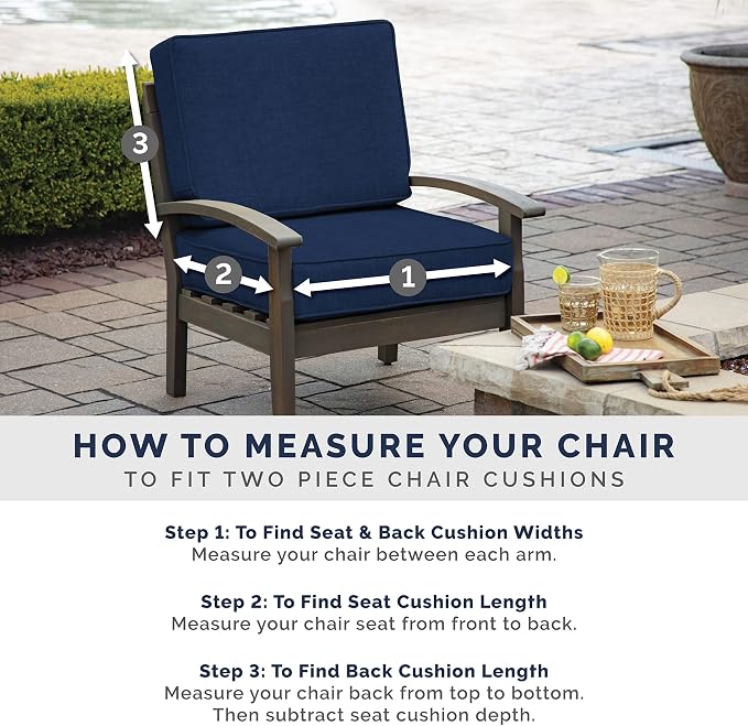 Arden Outdoor Deep Seat Cushion Set, 24x24, French Blue