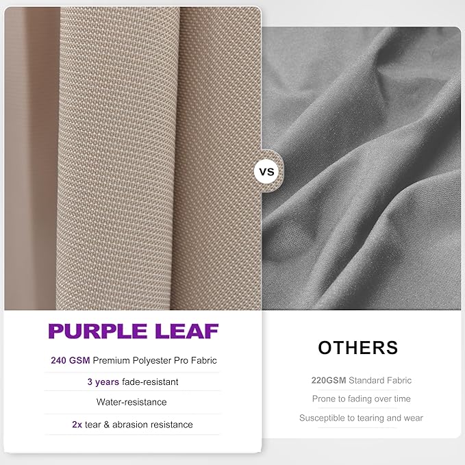 PURPLE LEAF 8' X 8' Left-right Tilting Outdoor Patio Umbrella Swivel Offset Cantilever Rectangle Aluminum Umbrella with UV Resistant Heavy Duty for Deck Pool Patio Backyard, Sand Dune