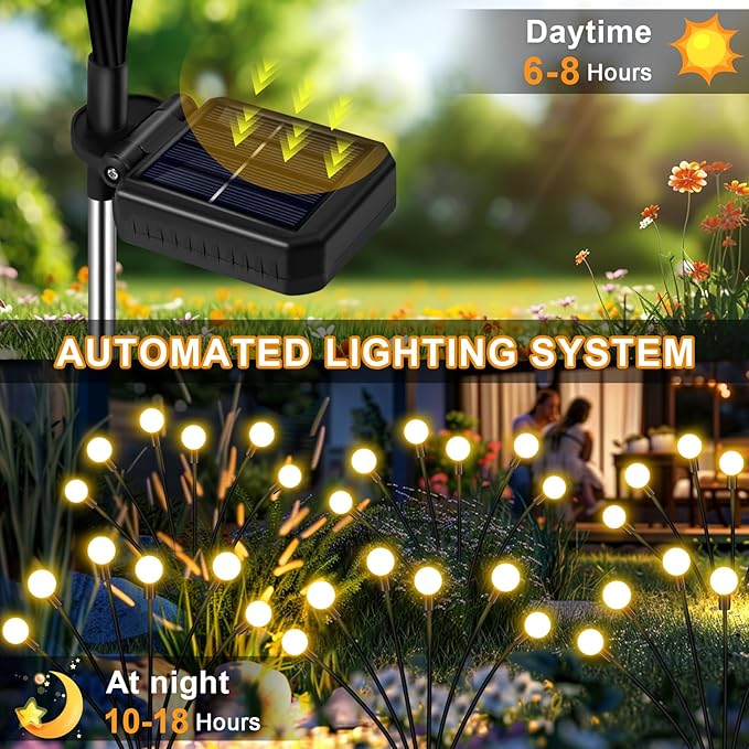 NBQQ Solar Lights Outdoor 8 Pack of 68 LEDs Swaying Firefly Garden Decor | Waterproof Solar Garden Lights for Yard Pathway Patio, Swaying Lawn Decor as Gardening Gifts for Women,Christmas Decor