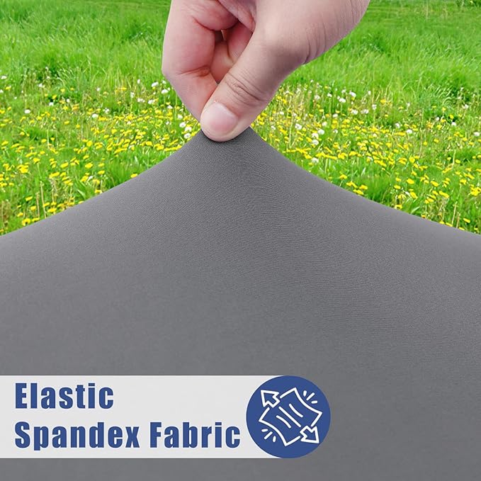 Moosfor Spandex Picnic Table Cloth 2 Pack, Elastic Fitted Tablecloths for Square Tables, Stretch Washable Patio Table Cover for Outdoor, Camping, Banquet and Parties (Grey, 34"x34")