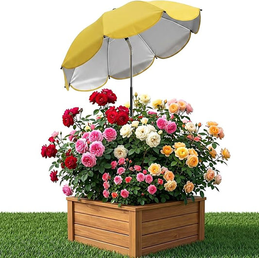 Plant Umbrellas for Outdoor Plants, Upgraded Large Garden Umbrella for Potted Plants Shade with Adjustable Height, 360° Adjustable Direction and Thickened Support Pole, Waterproof Sun Shade for Garden Potted Plants