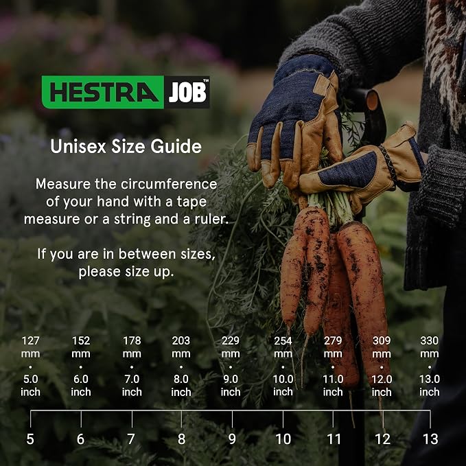 Hestra Job Garden Latex Protective Gardening Gloves | Close-Fitting Sustainable Yarn Gloves for Planting, Weeding and Gardening - Indigo - 7