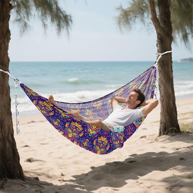 Camping Hammock Outdoor Hammocks for Outside Decorative Owl Design Beach Trees Portable Lightweight with Pockets Tree Straps Indoor