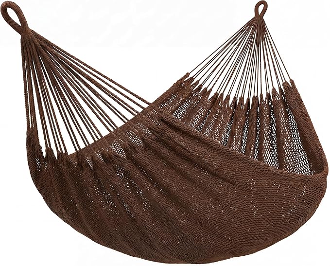 SUNCREAT Hammocks Backyard Rope Hammock, Heavy Duty Large Hammock for Outside, Brown