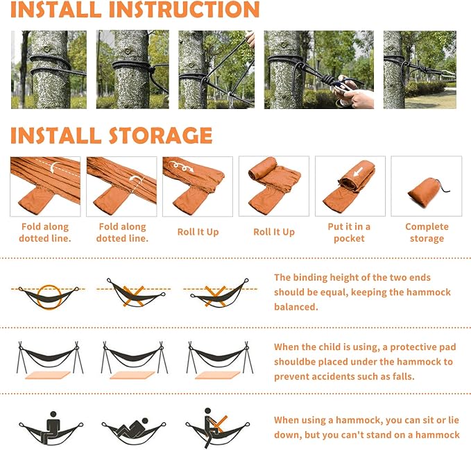 Outdoor Camping Hammock Electric Guitar in Flames Burning Fire Double & Single Hammocks with 2 Tree Straps Portable Heavy Duty Nylon Hammocks for Backpacking, Travel, Beach, Backyard, Patio, Hiking