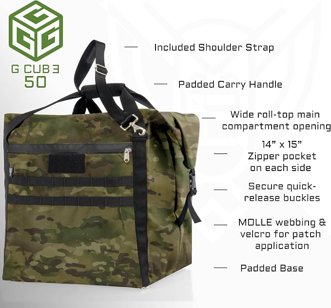Xtreme Sight Line ~ AQUA G CUBƎ 50 Waterproof Faraday Bag for Small to Medium Generators and Electronics ~ Protects Against EMP/CME/EMF/RF ~ Diamond Form Farday Lined Interior ~ Multicam Camo