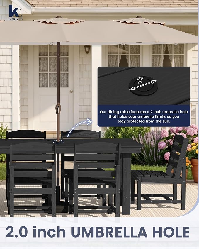 KINGYES Patio Armless Dinning Chairs Set of 2, HDPE All-Weather Outdoor Patio Chairs for Garden Backyard, Black