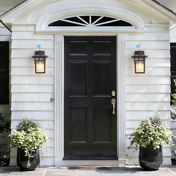 Dusk to Dawn Exterior Wall Sconce Set of 2 Brown Outdoor Porch Light