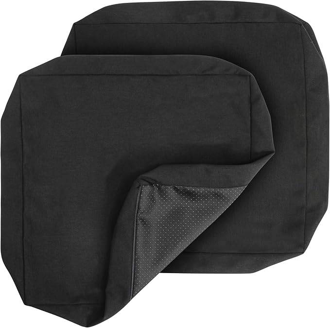 FUNHOME Outdoor Cushion Covers 18 x 18 x 4 inch,Set of 2,Non-Slip Grips Bottom,Replacement Cushion Covers for Garden Patio Furniture Couch Chair,Fade-Resistant Slipcover Only,No Insert(Black)