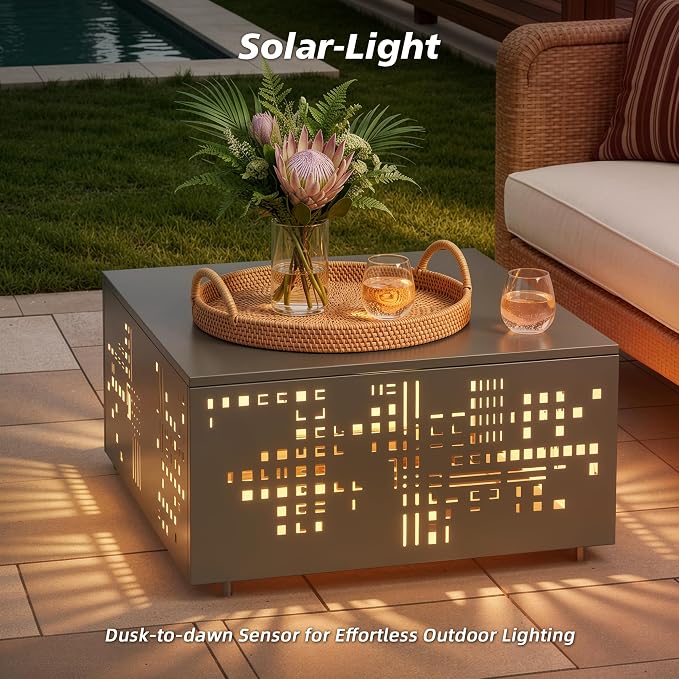 CAODOC 5-Piece Patio Furniture Set with L-Shape Sofa Chaise, Outdoor Sectional Couch Solar Table, Modern Modular Wicker Rattan Conversation Set