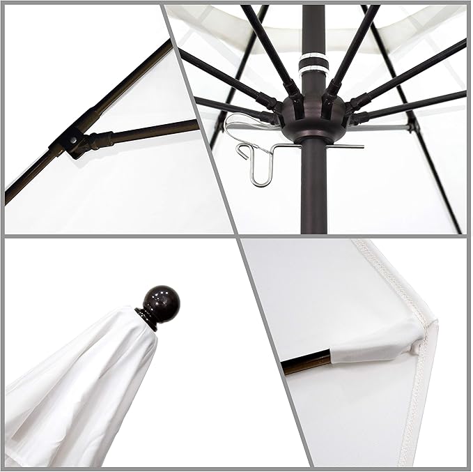 California Umbrella 7.5' Rd. Venture Series Contract Grade Patio Umbrella, Push Open Pin Stop, Silver Finish, Sunbrella Spectrum Cilantro