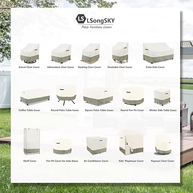 Outdoor Coffee Table Cover,Waterproof Rectangular Patio Small Side Table Cover,42 x 26 x 16 inch,Outdoor Table Covers Waterproof Rectangle,White&Grey-Green.
