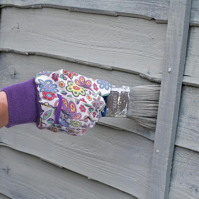 DOFOWORK Gardening Gloves, 4 Pair Floral Garden Gloves for Women with Dots | Soft Comfortable Fabric,Cute Floral Pattern,Anti-slip PVC Dots,Designed for Ladies,Yard Planting & Daily Gardening Work