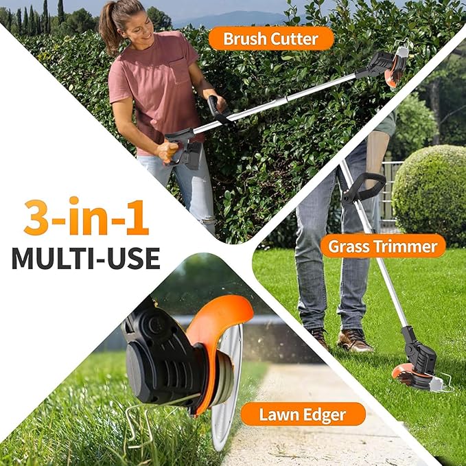 Cordless Weed Wacker-Electric Weed Wacker 3-in-1 Stringless Lightweight Weed Trimmer/Edger/Grass Cutter, All-in-One Tool for Yard Maintenance Must Haves,Yard Maintenance Must Haves.