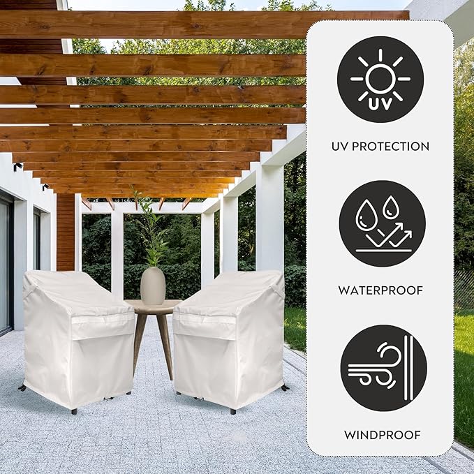 24D x 24W x 36H UV-proof Waterproof Furniture Patio Cover 800D white cream 24x24x36 breathable dust proof sofa table chair storage bar high chair color black sectional armless 24 24 36 inches