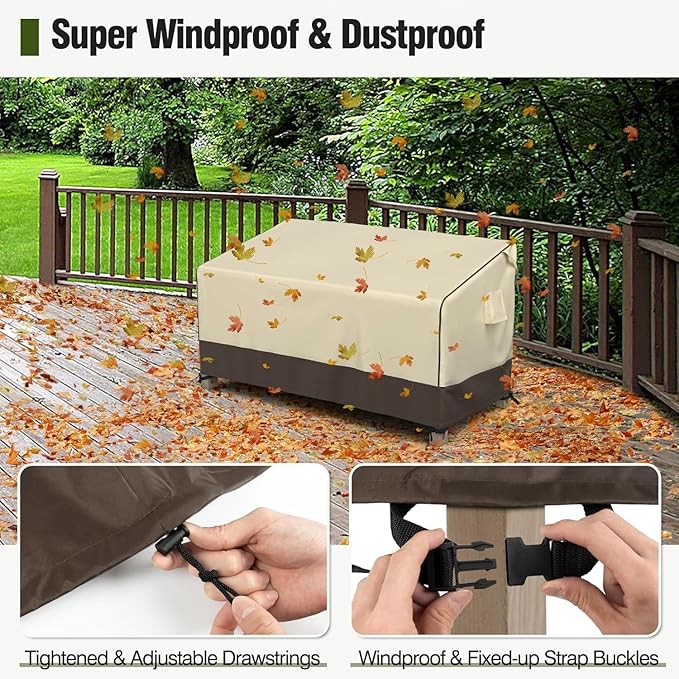 MR.COVER Outdoor Couch Cover Waterproof, Patio Furniture Covers for 3-Seater Couch, Heavy Duty Patio Couch Sofa Covers, Fits up to 81"W x 42"D x 35"H, Moisture-Proof & UV-Protection, Brown & Khaki