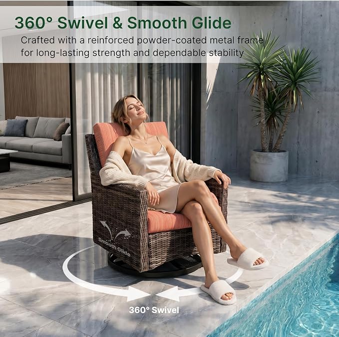 Wicker Patio Conversation Set, Outdoor Patio Furniture Set with Deep Seating, Wide Armrests & Thick Cushions, All-Weather Outdoor Furniture Set for Patio, Porch, Deck & Backyard