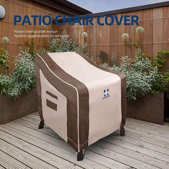 HAMLER Patio Chair Covers 2 Pack, Outdoor Chair Covers Waterproof Fits up to 40W x 40D x 36H inches, Heavy Duty Lawn Furniture Covers, Lounge Deep Seat Cover for Patio Furniture