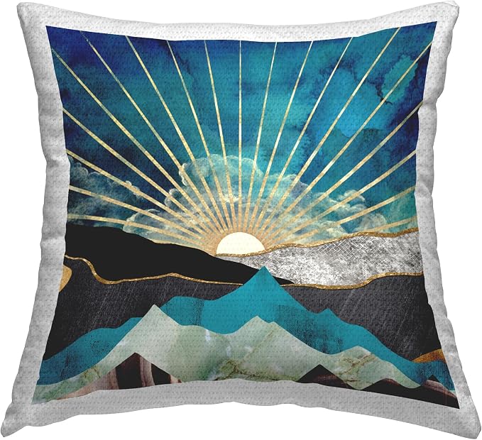 Stupell Industries | Abstract Mountain Sun Rays, 18 x 18 | Outdoor Pillow, Made in USA - By Jennifer T.