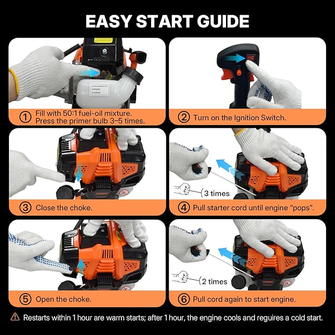 WORKIT 52CC Gas Weed Eater 3-in-1 String Trimmer/Edger/Brush Cutter, 18" Cutting Path, 0.095" Dual Line with Auto Feed, Includes 3T & 40T Blades for Heavy-Duty Lawn Care