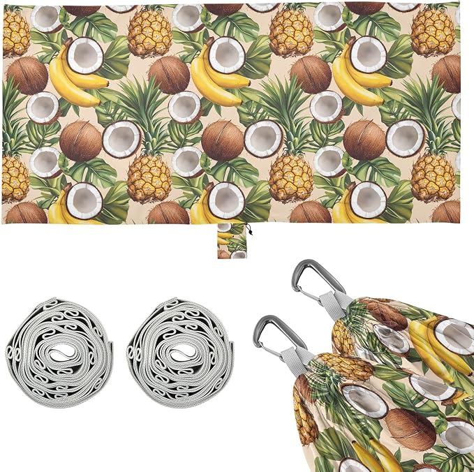 Camping Hammock Outdoor Hammocks for Outside Banana Pineapple Coconut Beach Trees Portable Lightweight with Pockets Tree Straps Indoor Small