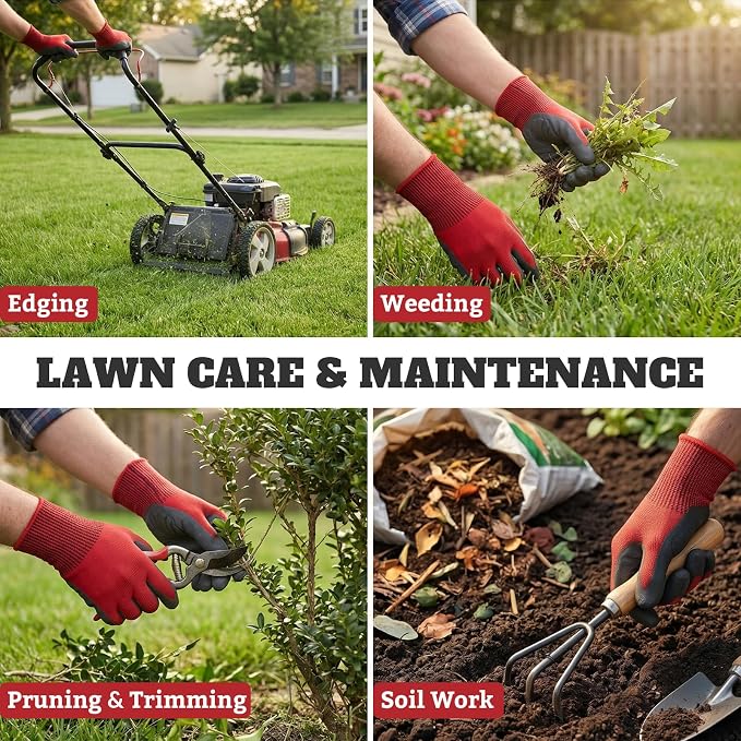 Aegend Gardening Gloves-Enhanced Non-Slip Grip Pattern,Thickened Recyclable TPE Coating-Breathable,Thorn-Resistant Work Glove
