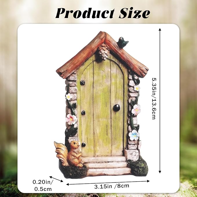 Fairy Door for Trees Outdoor Wooden Miniature Garden Doors Yard Art Sculpture Decoration Mini Fairy Gnome House Accessories for Trunk Ornaments Stump Wall Decor