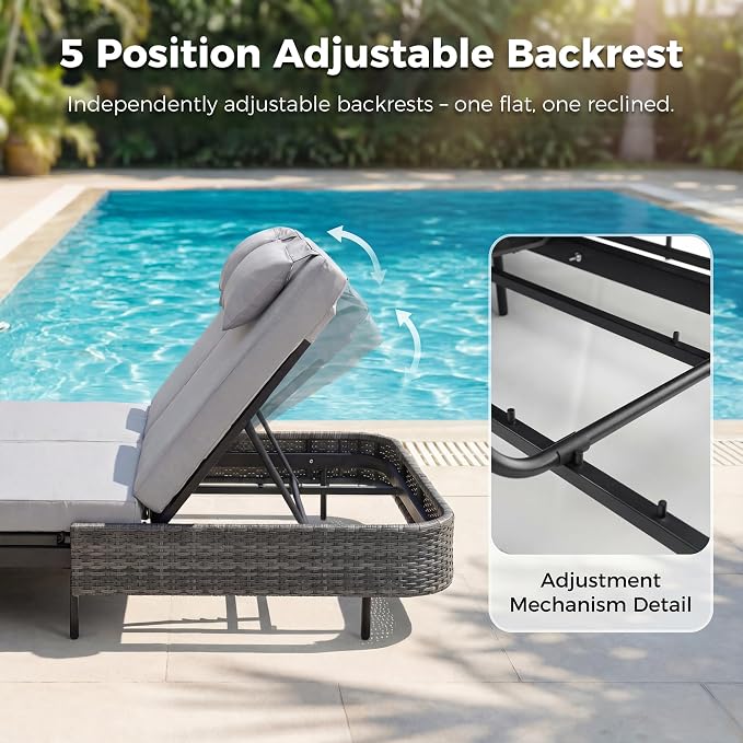 NICESOUL 13 Piece Outdoor Wicker Patio Furniture with Fire Pit, Oversized Grey Outdoor Seating Set with Fire Pit Table & Chaise Lounge, 29.3" High Back Sectional Couch Sets for Tall/Big Person