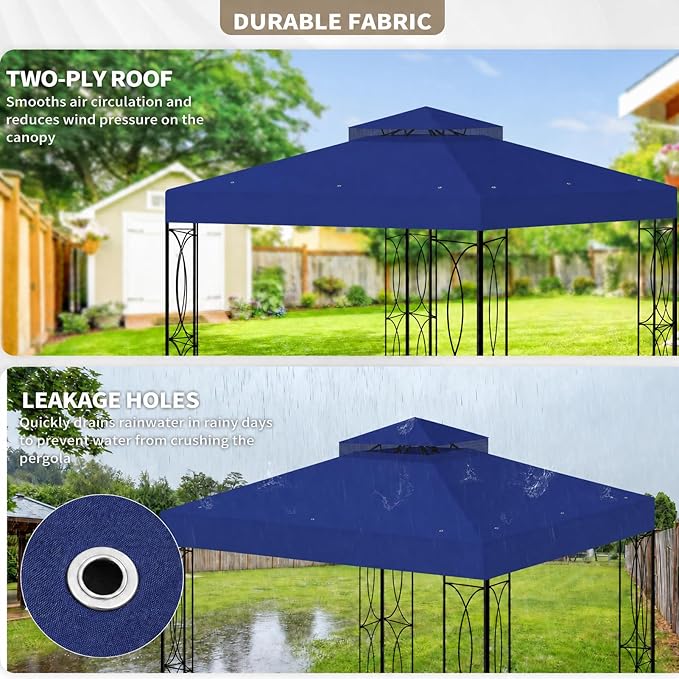 8'x8' Gazebo Cover Replacement Canoy Top Compatible with Canadian Tire Living Crawford, Fit for RONA 8x8 Gazebo #088-1067-8 (Blue)