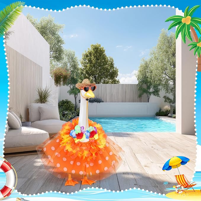 Porch Goose Outfit 5 PCS Costume Set with Tutu Skirt Hat Sunglasses Decor for Lawn Garden Party Outdoor Decoration