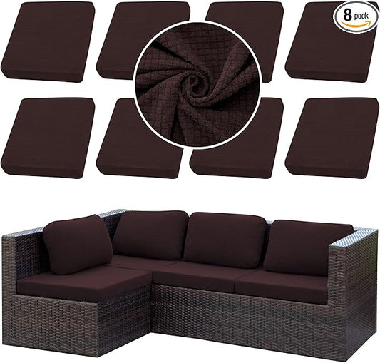 Outdoor Cushion Covers Set,8PCS Patio Furniture Couch Seat Slipcovers, Replacement for Sofa Sectional Chair(Cover，Only)