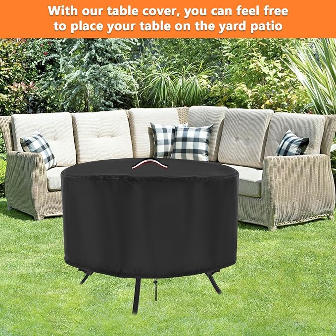 Patio Table Cover, 38 Inch Round Outdoor Table Cover, Waterproof Protective Covers Patio Furniture Covers-38 x 28Inch