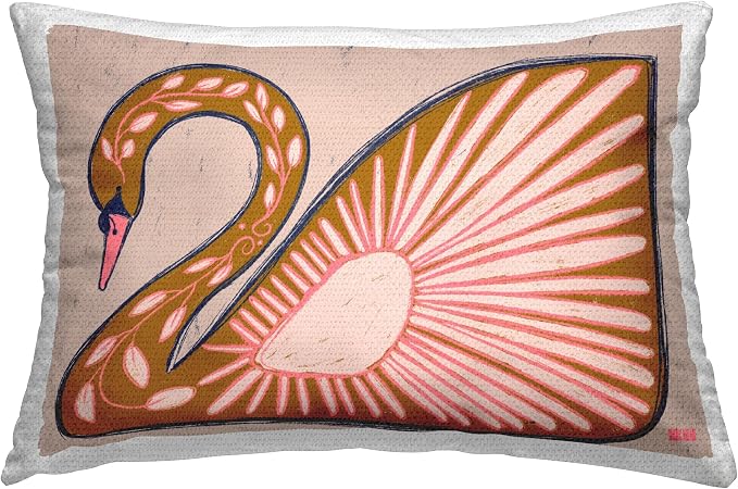 Stupell Industries | Boho Floral Swan, 14 x 20 | Outdoor Pillow, Made in USA - By Birgit Maria Kiennast
