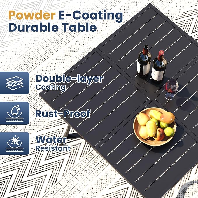 Amopatio 5 Pieces Patio Dining Set for 4, Outdoor Table and Chairs, 4 All Weather Stackable Patio Chairs, 36" Patio Spliced Square Table with Umbrella Hole, for Deck, Backyard, Garden, Gray